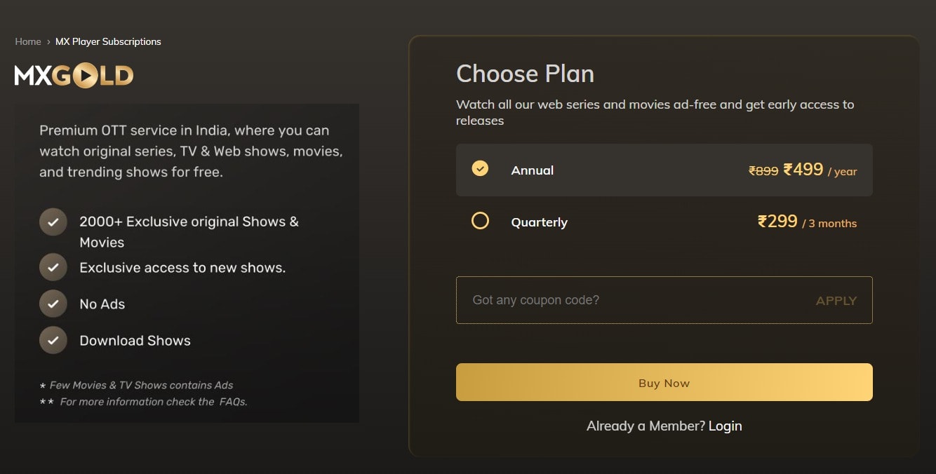 MX Player Subscription Plan - DealsDekho MX-Player Subscription Plan
