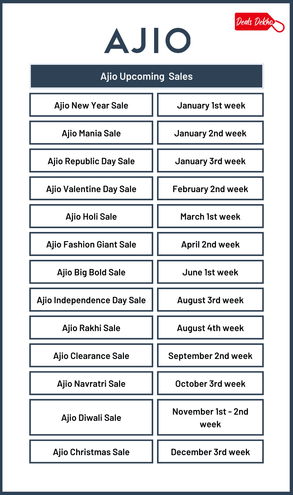 Ajio Upcoming Sales Date