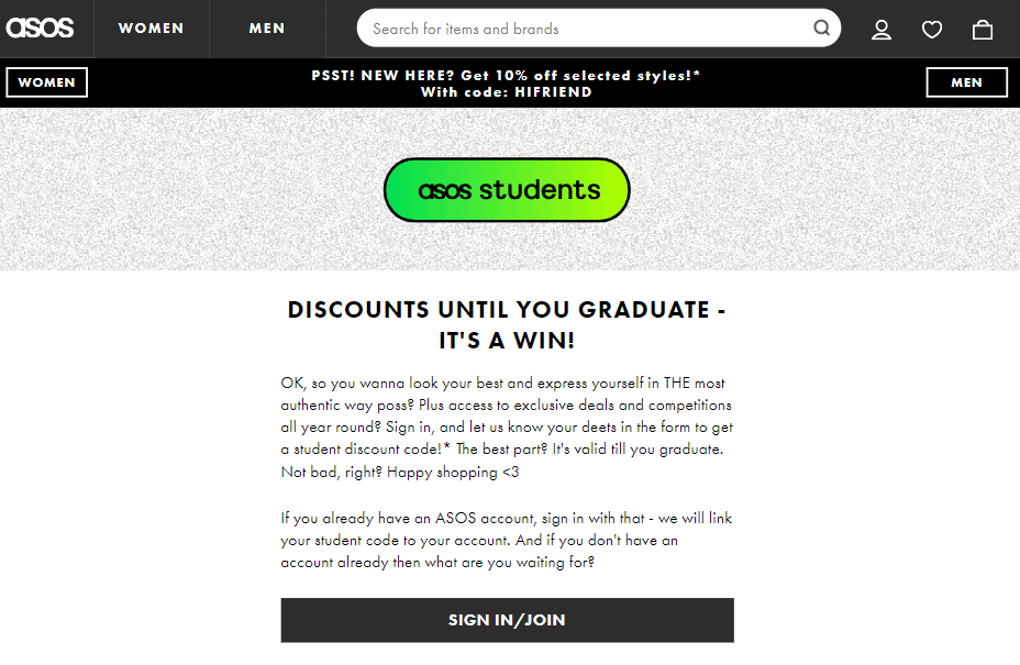 Asos new member discount online