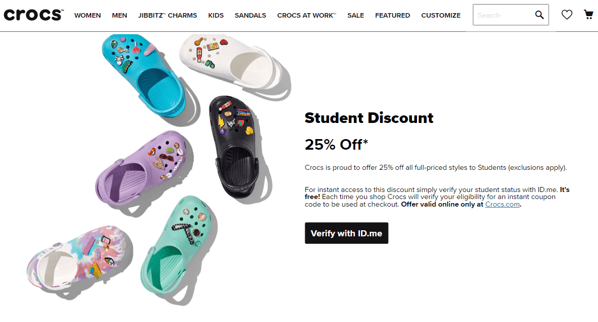 Crocs Student Discount Nov 2024 Get Flat 25 OFF