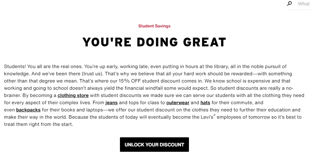 Levi's student discount hotsell