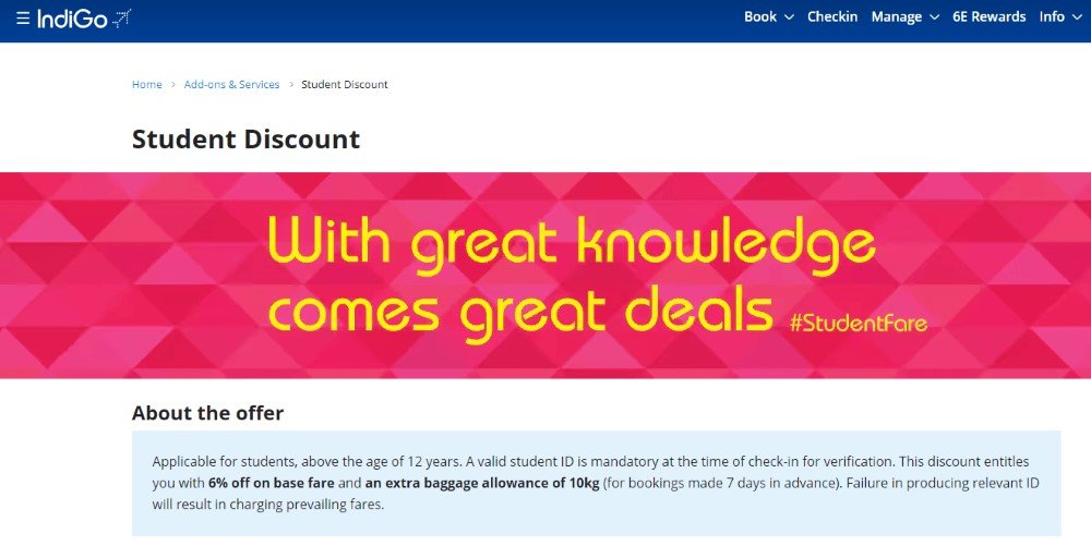 Indigo Student Discount Offer